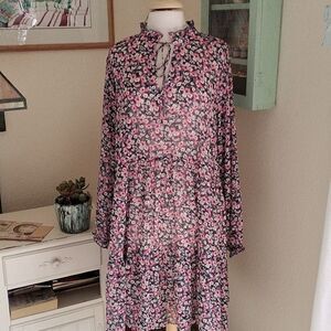 Evri Soft Floral Shift Sheer Dress